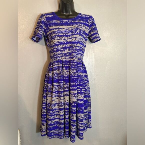 LulaRoe Amelia purple & gray dress - Picture 1 of 7